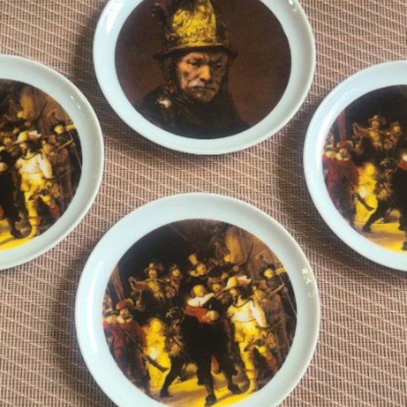 4 Bareuther Waldsassen Bavaria Germany Rembrandt Coaster Pin Dish/Night Watch - Picture 5 of 9